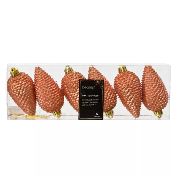 Lot de 6 pommes de pin à suspendre Alpine Rouge cuivré
