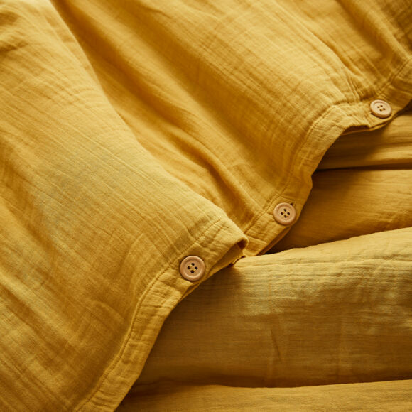 Bettbezug aus Baumwoll-Gaze (240 cm) Gaïa Safrangelb