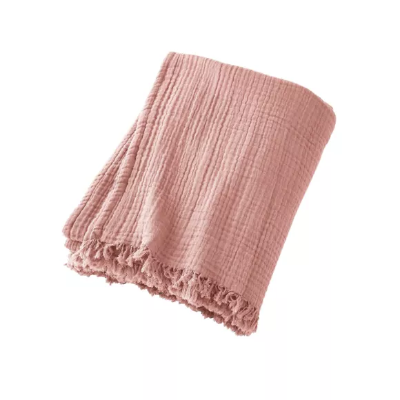 Plaid garza di cotone (220 cm) Gaïa Rosa pesca