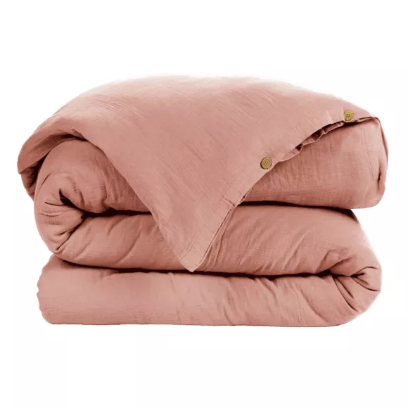 Housse de couette gaze de coton (140 cm) Gaïa Rose pêche
