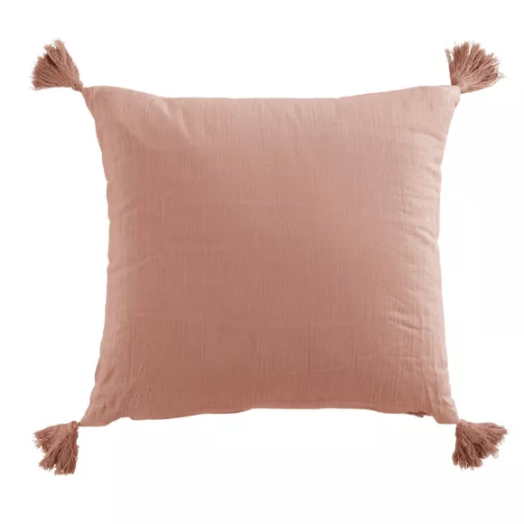 Coussin carré gaze de coton (40 cm) Gaïa Rose pêche