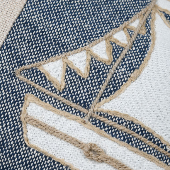 Coussin rectangulaire coton (30 x 50 cm) Escale Bleu marine