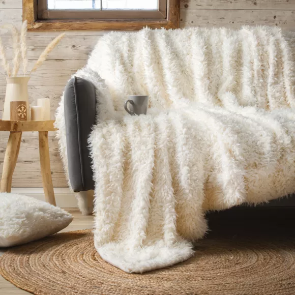 Housse de coussin carrée fausse fourrure (40 cm) Mouton Blanche 127