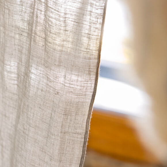 Höhenverstellbarer Vorhang aus gewaschenem Leinen (140 x max 270 cm) Louise Beige 3