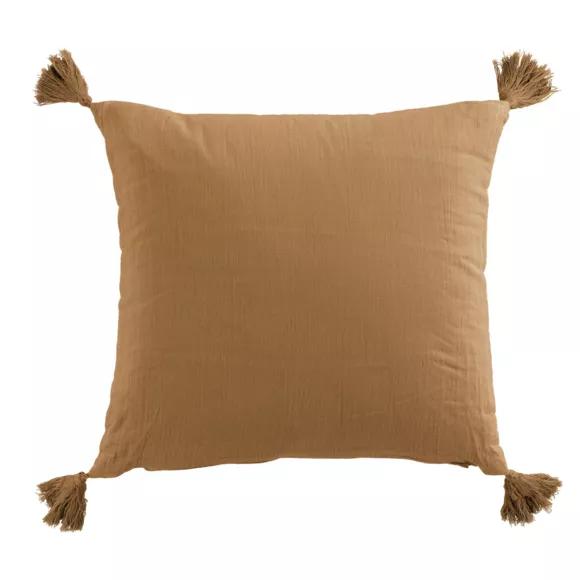 Coussin carré gaze de coton (40 cm) Gaïa Camel 3