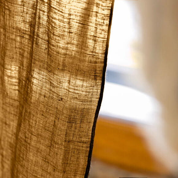 Rideau lin lavé ajustable (140 x max 270 cm) Louise Caramel 3