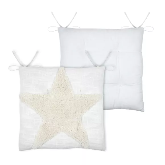 Coussin de chaise carré coton Joanny Ecru