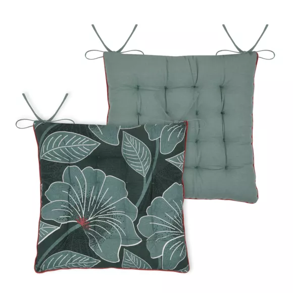 Coussin de chaise carré coton Parrot Vert émeraude