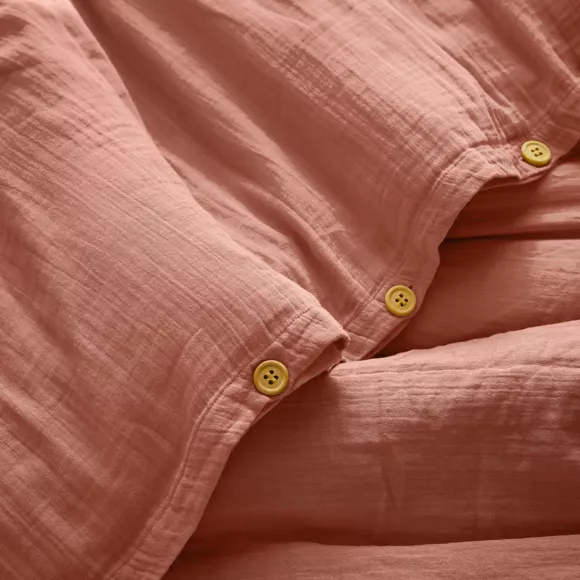Housse de couette gaze de coton (240 cm) Gaïa Rose pêche 2