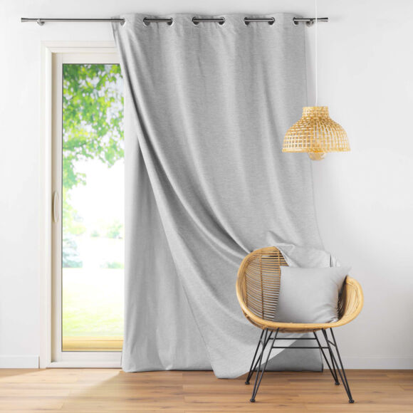 RIDEAU OEILLETS DOUBLURE AMOV. 140x260 CM CHAMBRAY/POLYESTER/TPU COVERLINE GRIS
