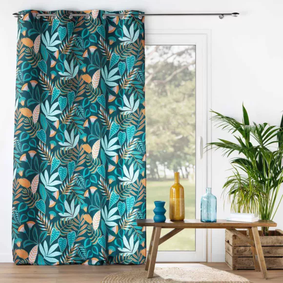 RIDEAU A OEILLETS 140 x 260 CM POLYESTER IMPRIME TILDA VERT