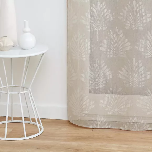 PANNEAU A OEILLETS 140 x 280 CM VOILE TISSE APPLIQUE LEVITA TAUPE