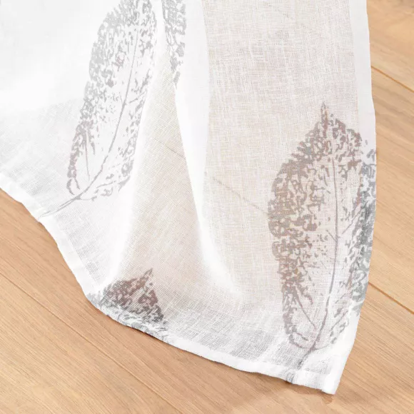 PANNEAU A OEILLETS 140 x 280 CM EFFET LIN TISSE IMPRIME INDILA BLANC