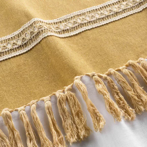 PANNEAU A OEILLETS 140 x 240 CM VOILE SABLE+TOP POLYCOTON+JUTE JANARA OCRE