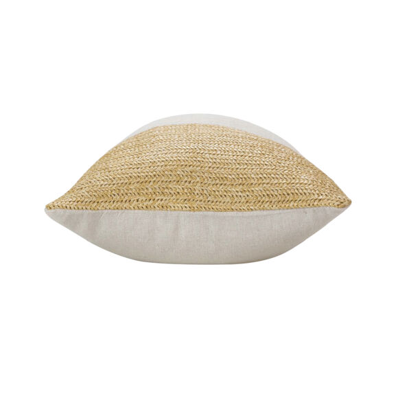 Cuscino rettangolare rafia e cotone (30 x 50 cm) Lesly Beige