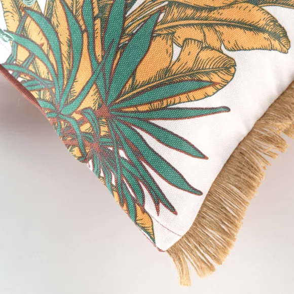 COUSSIN DEHOUS. COMPR. FRANGES 30 x 50 CM COTON IMPRIME+JUTE PALMANOVA DES PLACE