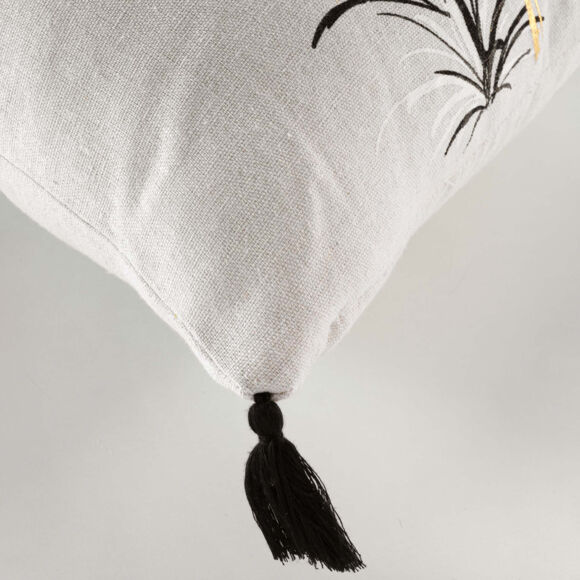 Cojín cuadrado en algodón con pompones (45 x 45 cm) Papete Negro
