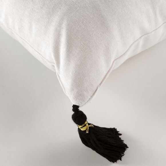 Cojín cuadrado en algodón con pompones (45 x 45 cm) Issey Beige