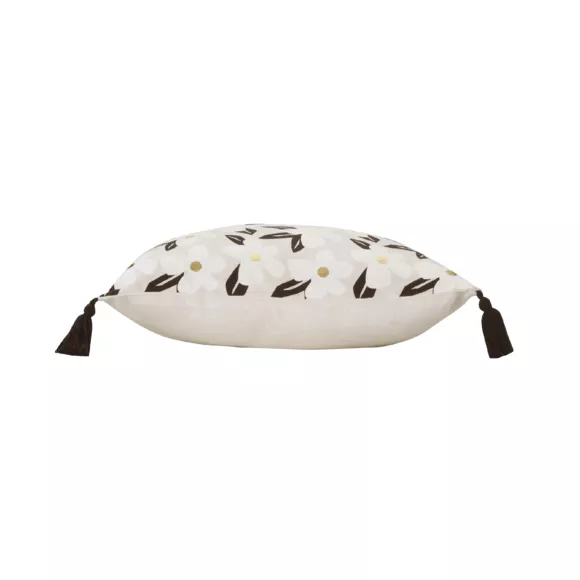 Cojín cuadrado en algodón con pompones (45 x 45 cm) Darcy Beige