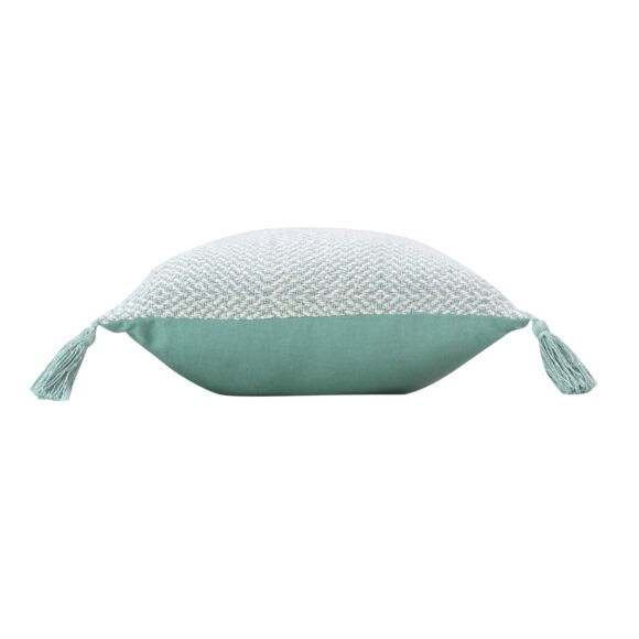 Cuscino quadrato cotone pon pon (40 x 40 cm) Louisette Verde salvia
