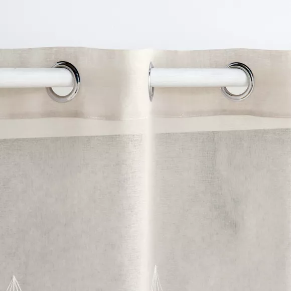 PANNEAU A OEILLETS 140 x 240 CM VOILE SABLE BRODE GALACTEE TAUPE