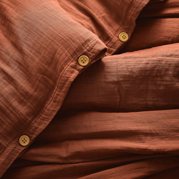 Bettbezug aus Baumwoll-Gaze (140 cm) Gaïa Terrakotta 2