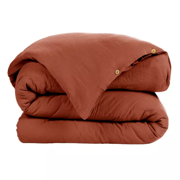 Funda Nórdica en gasa de algodón (200 cm) Gaïa Terracota 3