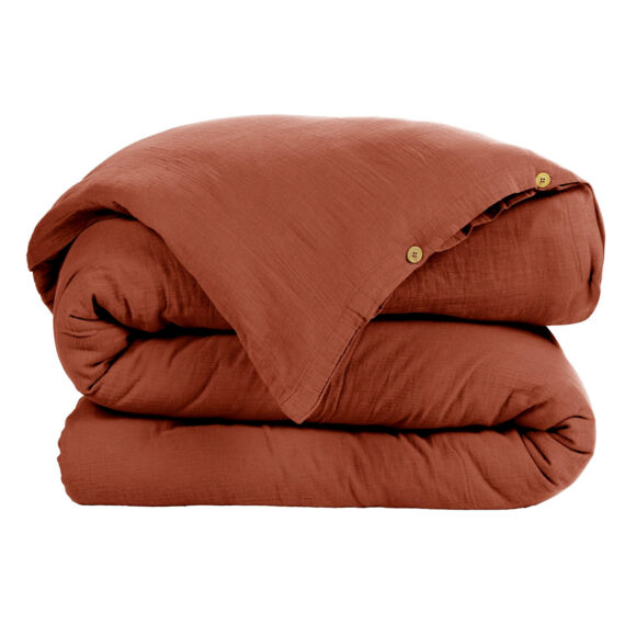 Bettbezug aus Baumwoll-Gaze (280 cm) Gaïa Terrakotta 3
