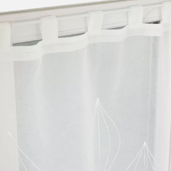 PAIRE DROITE PASSANTS 2 x 60 x 90 CM VOILE SABLE BRODE GALACTEE BLANC