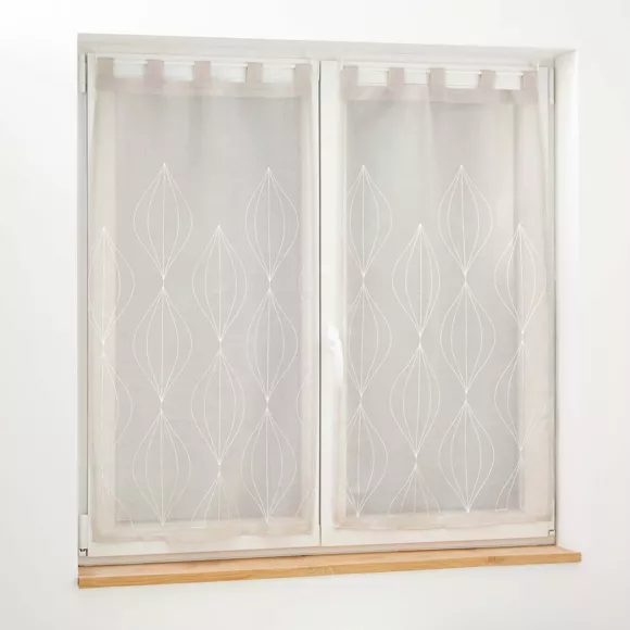 PAIRE DROITE PASSANTS 2 x 60 x 160 CM VOILE SABLE BRODE GALACTEE TAUPE