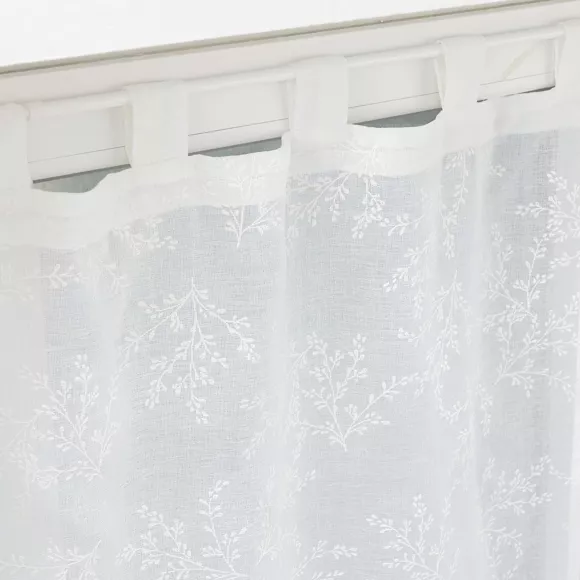 PAIRE DROITE PASSANTS 2 x 60 x 90 CM VOILE TISSE APPLIQUE KARLA BLANC