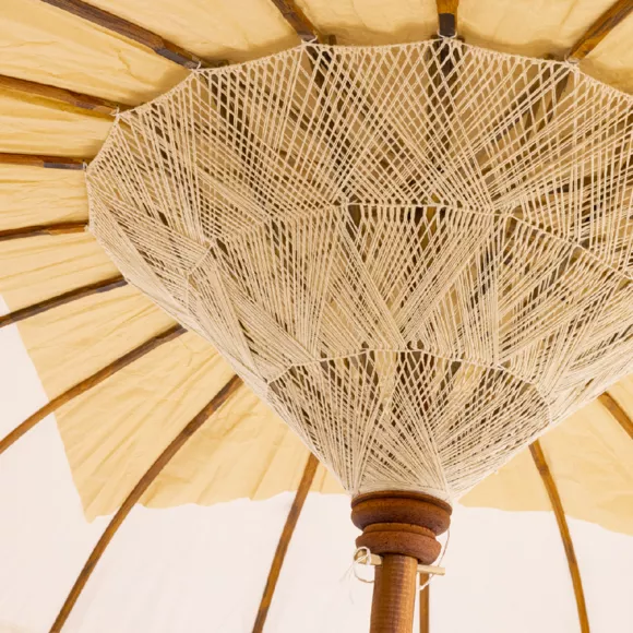 Parasol de jardín circular con adornos (D2 m) Cuzco - Blanco roto
