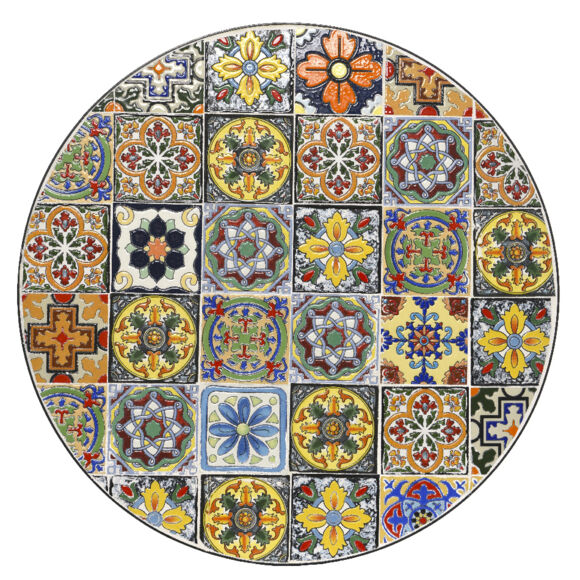 Mesa bistro redonda plegable mosaico Braga - Multicolor