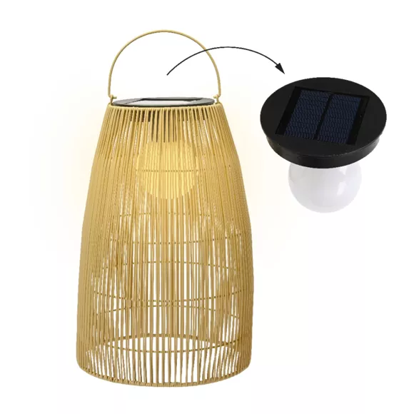 Solar lanterne resine tressee fixe
Avec interrupteur:Oui
natuel dia28.00-H43.00cm-4L