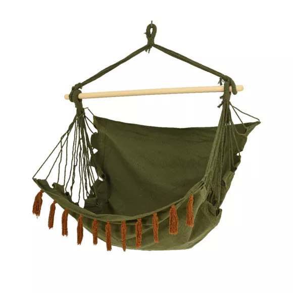 Sillón colgante con flecos - Verde