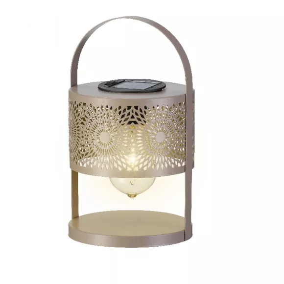 Solar lanterne fer fixe 3col ass MOD 3
 taupe
 dia13.00-H22.50cm-1L