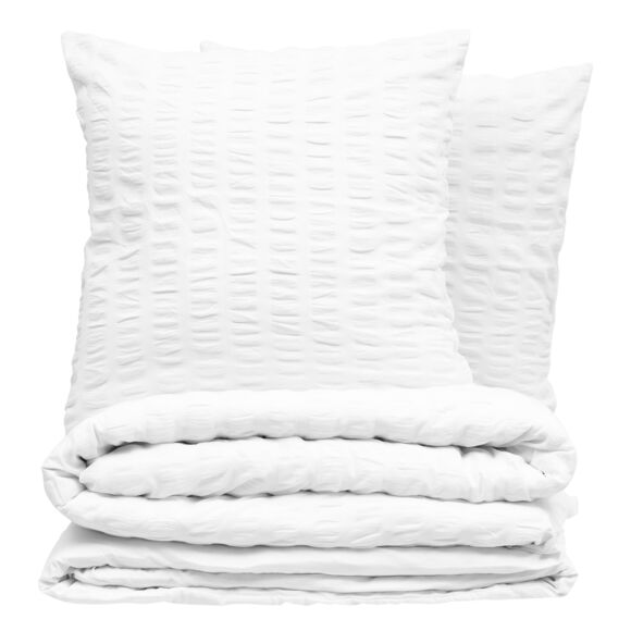 Funda nórdica y dos fundas de almohada de algodón pulido(260 x 240 cm) Irhia Blanco