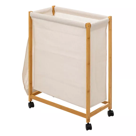 Cesta de ropa con ruedas (55 x 28 x 80 cm) Livo Beige 