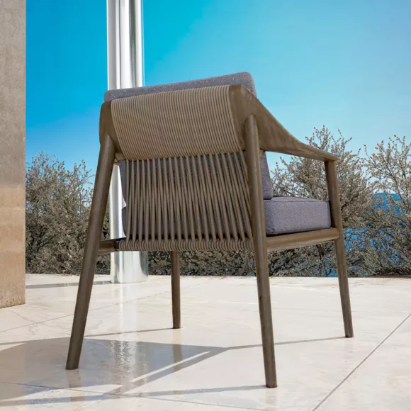 Sillón de jardín en madera teck Cap Ferrat - Gris