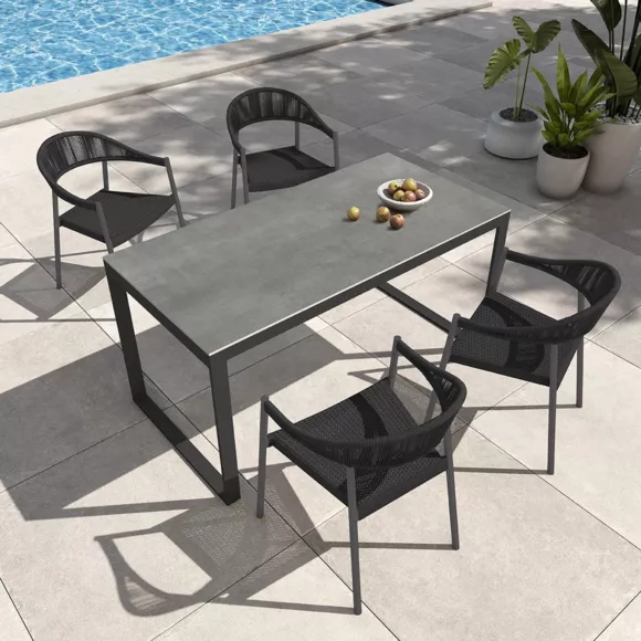 Tuintafel 8 zitplaatsen Aluminium/Keramiek Kore (180 x 90 cm) - Antraciet grijs