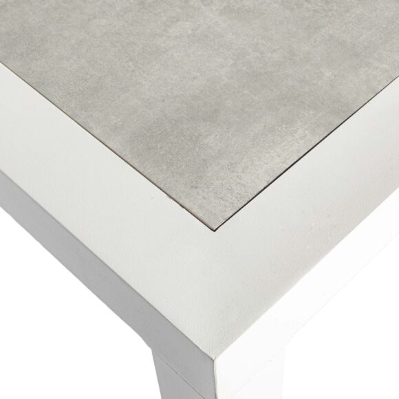Gartentisch Aluminium/Keramik Torano (bis zu 8 Pers.) - 192 x 102 cm - Weiß/Hellgrau