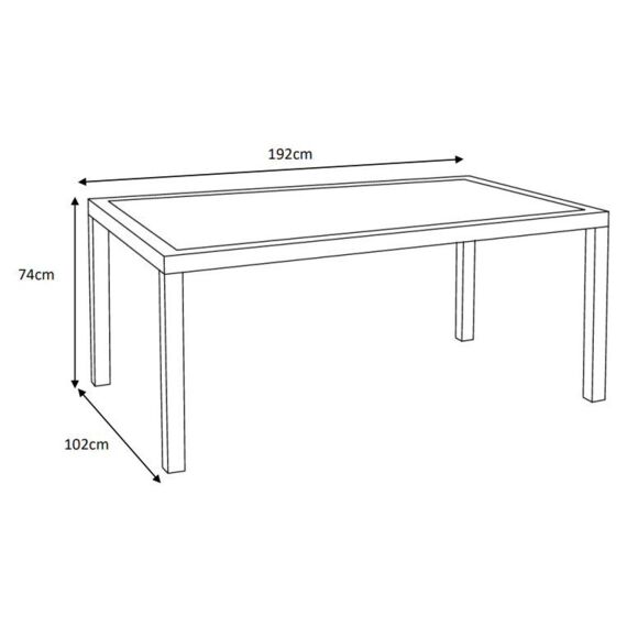Tavolo da giardino 8 posti Allumino/Ceramica Torano (192 x 102 cm) - Bianco/Grigio chiaro