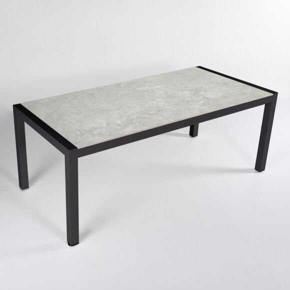 Mesa de jardín 8 personas Aluminio/Cerámica Modena (180 x 90 cm) - Gris antracita/Gris claro