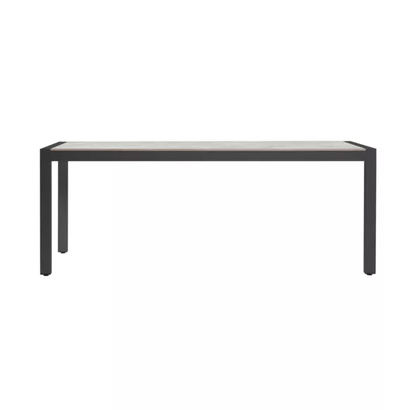 Mesa de jardín 8 personas Aluminio/Cerámica Modena (180 x 90 cm) - Gris antracita/Gris claro