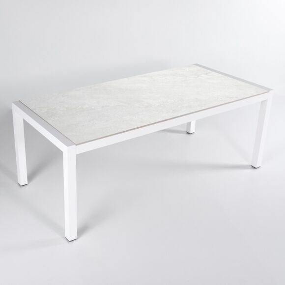 Tavolo da giardino 8 posti Alluminio/Ceramica Modena (180 x 90 cm) - Bianco/Grigio