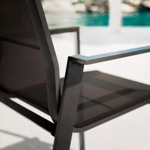 Tuinstoel met armleuning stapelbaar aluminium Portofino - Antraciet grijs