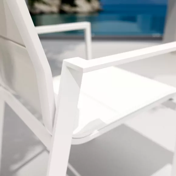 Sedia con braccioli da giardino impilabile alluminio Portofino - Bianco