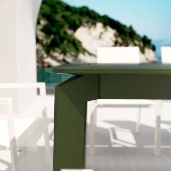 Mesa de jardín extensible en aluminio  10 lugares (286 x 100 cm) Portofino - Verde olivo