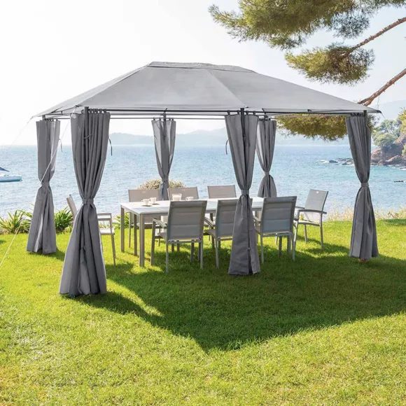 Lote de 6 cortinas de pérgola Santorini - Pizarra