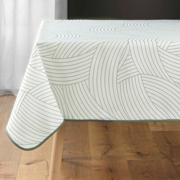 Fleckenabweisende quadratische Tischdecke (150 x 150 cm) Linea Weiß